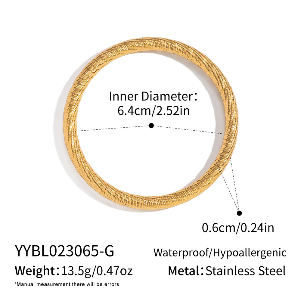 1 Piece Stainless Steel Waterproof Gold Color Bangle