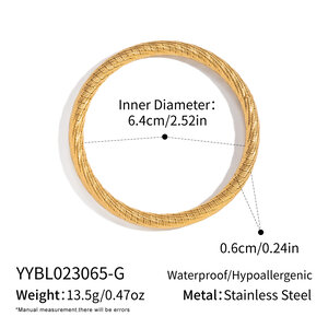1 Piece Stainless Steel Waterproof Gold Color Bangle h5