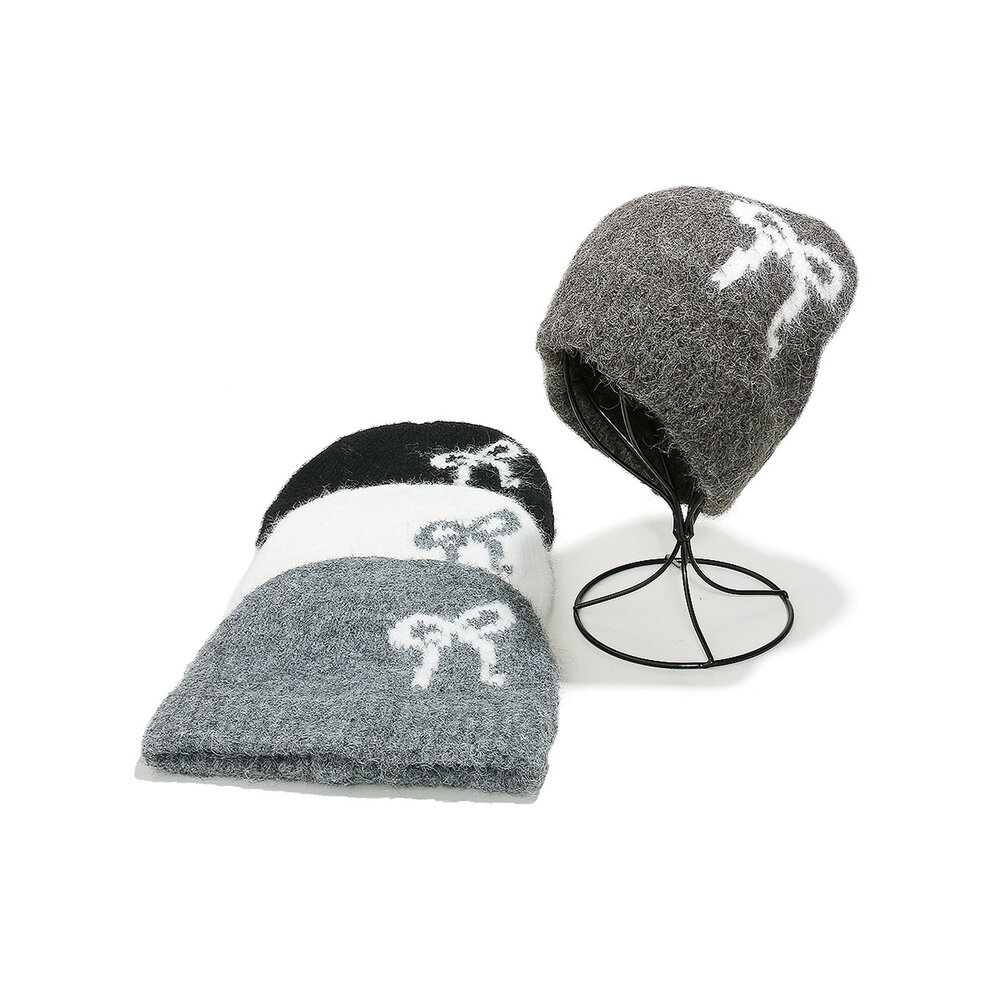 1 Piece Bow Knot Rayon Knitted Hat h5Picture2