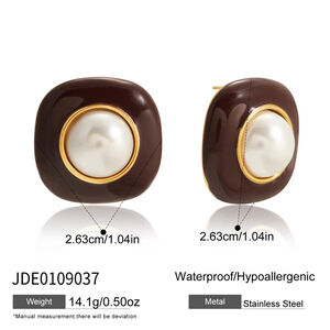 1 Pair Retro Square Stainless Steel Waterproof Gold Color Women's Stud Earrings h5 Picture2