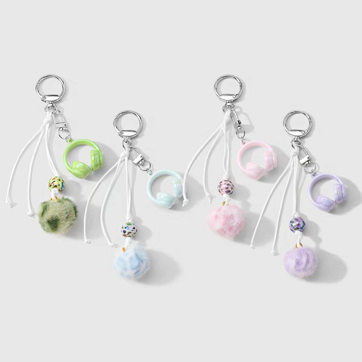 1 Piece Mini Headphones Plush Ball Bag Charm
