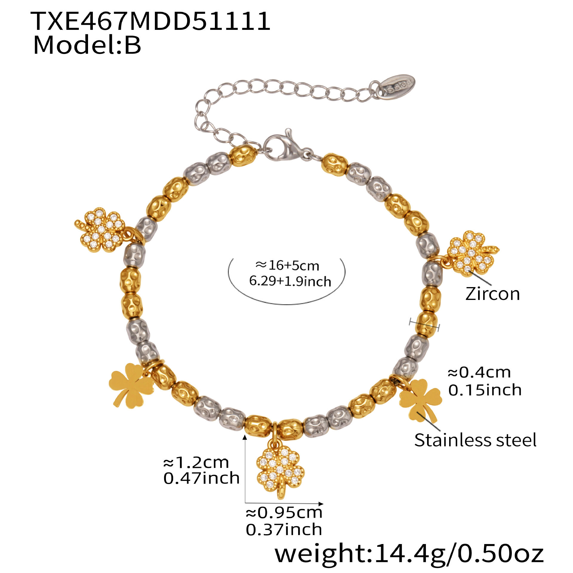 Txe467-B Color Block Bracelet 16+5Cm Picture4