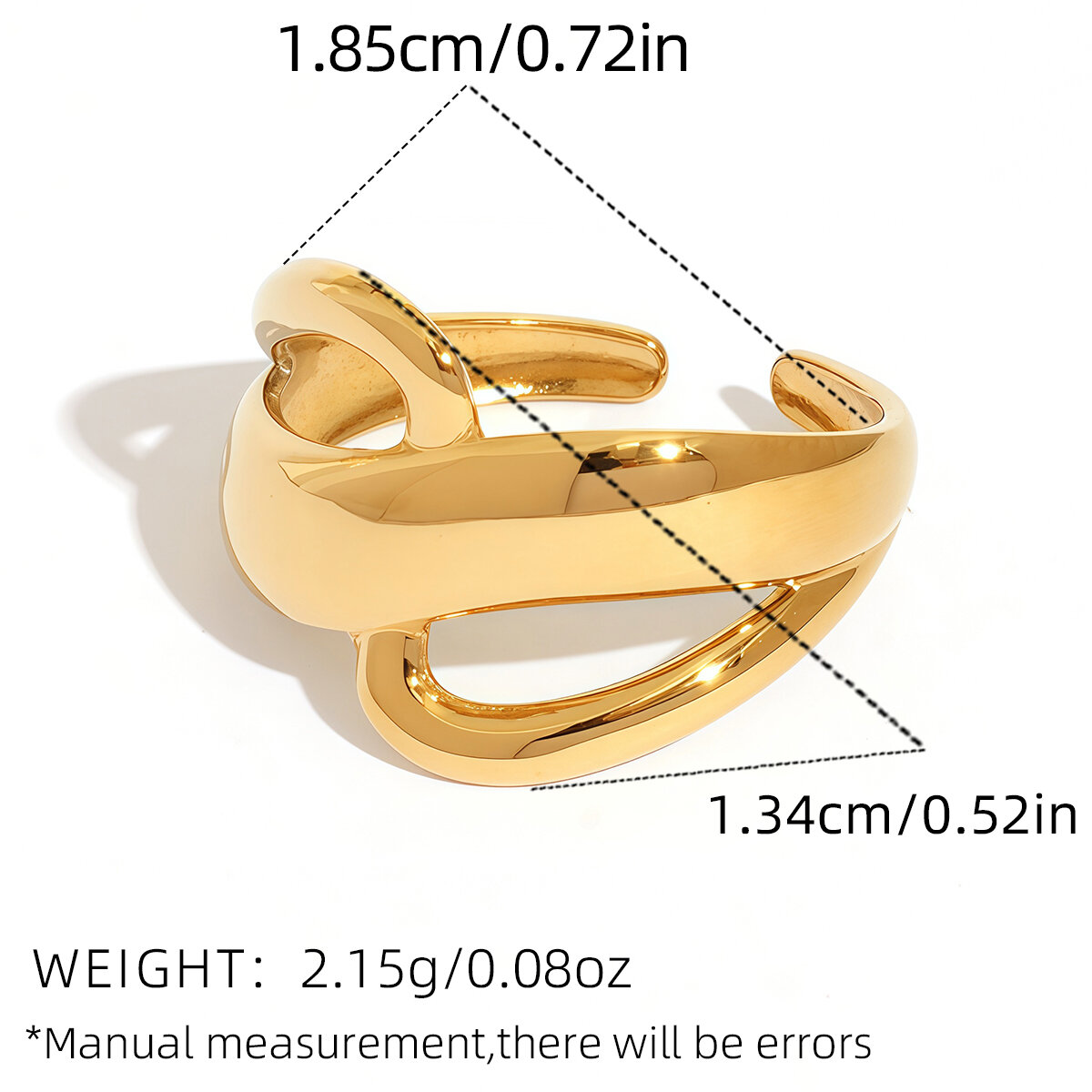 1 Piece Mixed Gold and Silver Colors Stainless Steel Waterproof  Women's  Statement Rings h5 Picture2