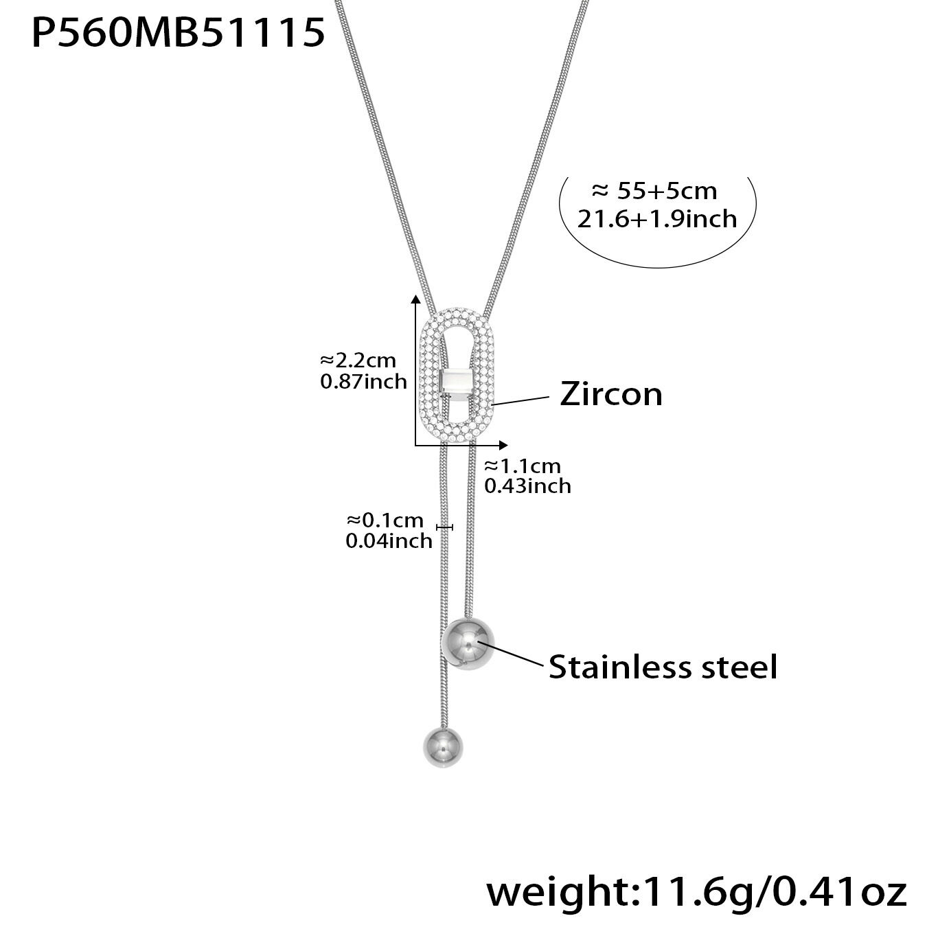 P560 - Steel Necklace - 55+5Cm Picture2
