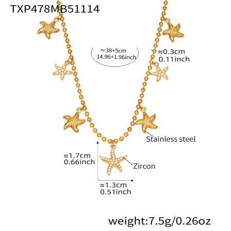 Luxurious Starfish Titanium Steel Gold Color Women's Jewelry Sets
