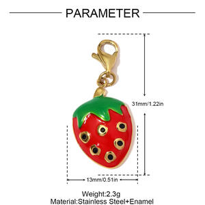 DIY Vivid Fruit Titanium Steel Lobster Clip Gold Color Women's Pendants h5 Picture2