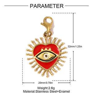 Vivid Devil's Eye DIY Titanium Steel Lobster Clip Gold Color Women's Pendants h5 Picture2