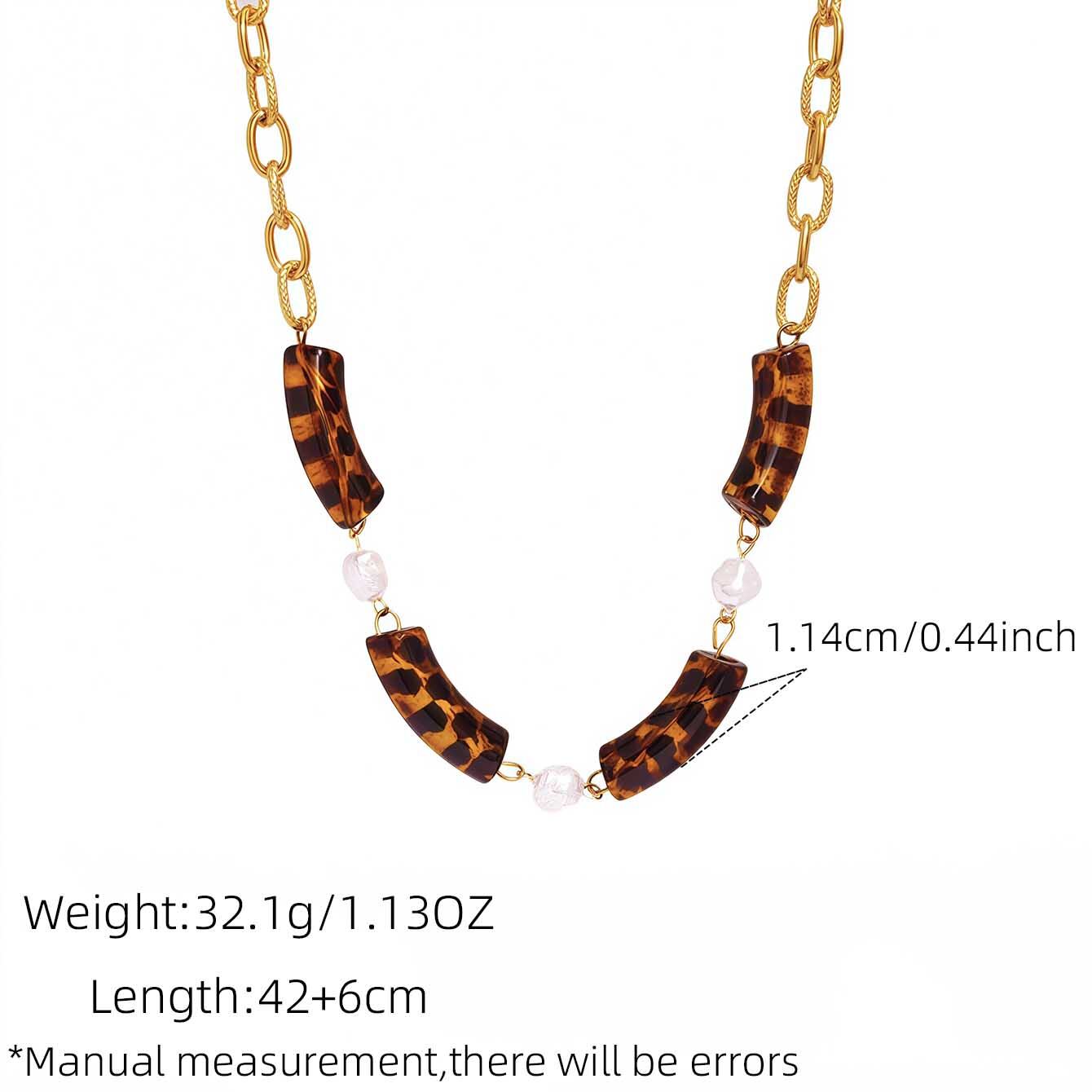 1 Piece Acrylic Leopard - print Beaded Stainless Steel Waterproof Women's Necklace Picture2