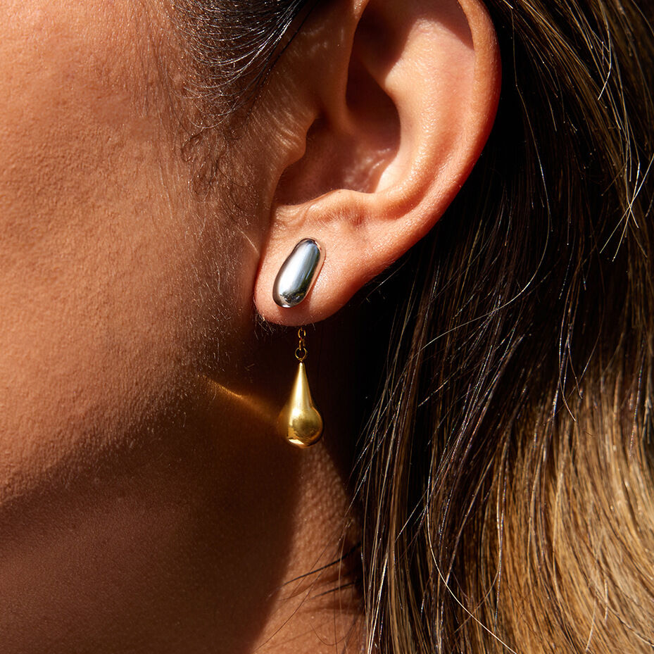 1 Pair Modern Mixed Gold Color And Silver Colors Stainless Steel Waterproof Women's Drop Earrings