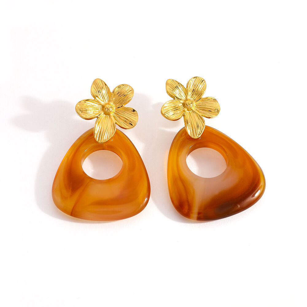1 paio di orecchini pendenti da donna in acciaio inossidabile a forma di diamante, stile vintage e impermeabili Immagine5