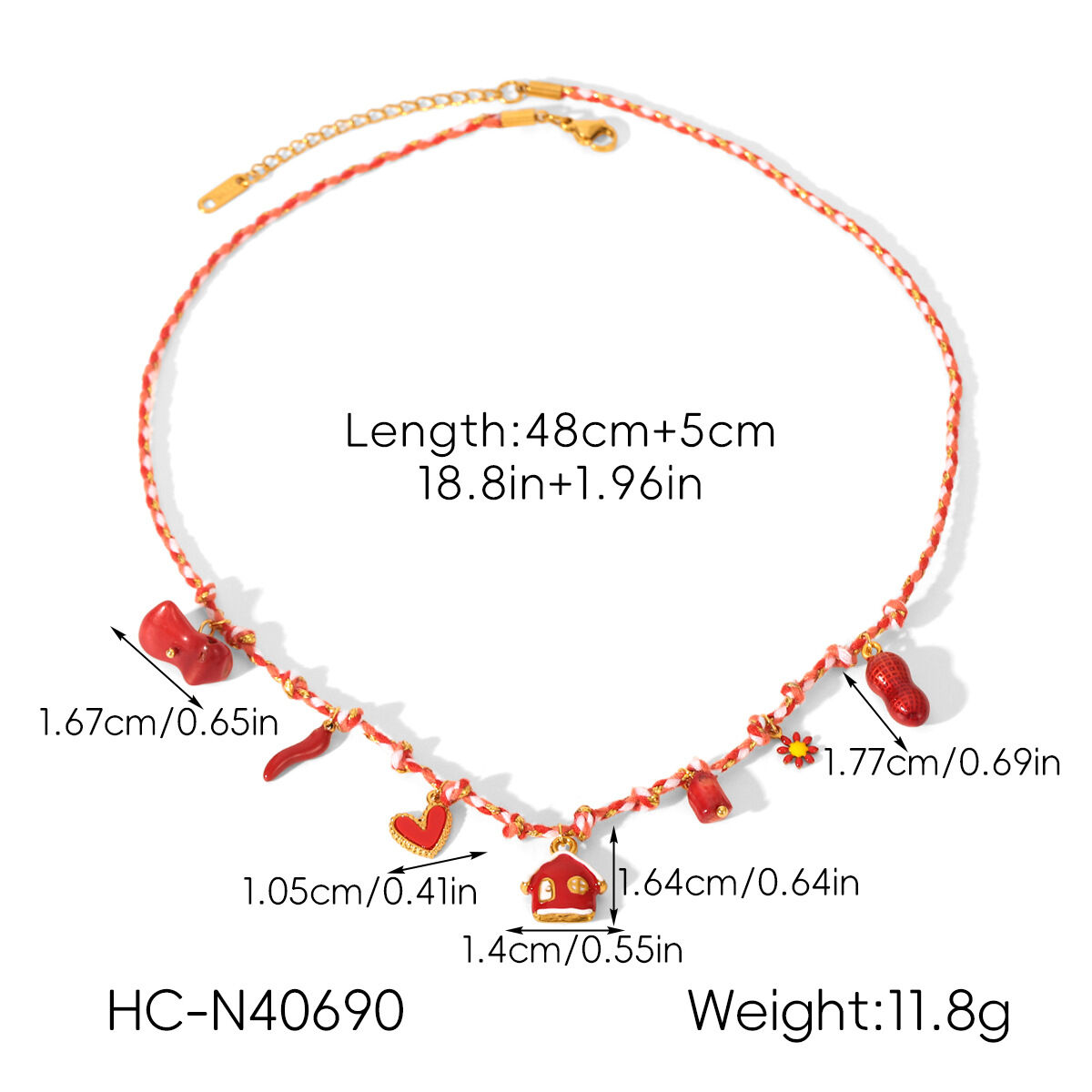 1 Piece Enamel Heart House Stainless Steel Waterproof Gold Color Pendant Necklace h5 Picture2