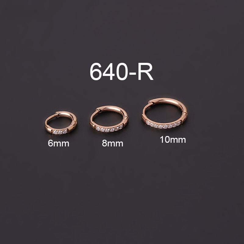 1 Piece Minimalist Circle Stainless Steel Waterproof Gold Color Zircon Women's Hoop Earrings Picture9