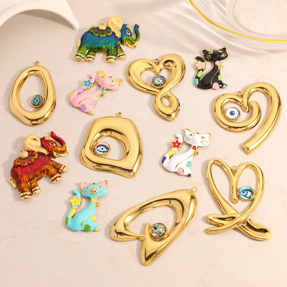 1 pieza DIY Devil's Eye Kitty Baby Elephant Colgante de acero inoxidable Impermeable para mujer