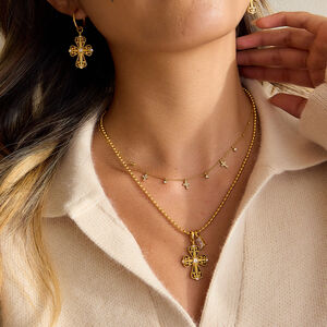 1 Pair Luxurious Cross Stainless Steel Waterproof Gold Color Women's Drop Earrings h5 Picture4