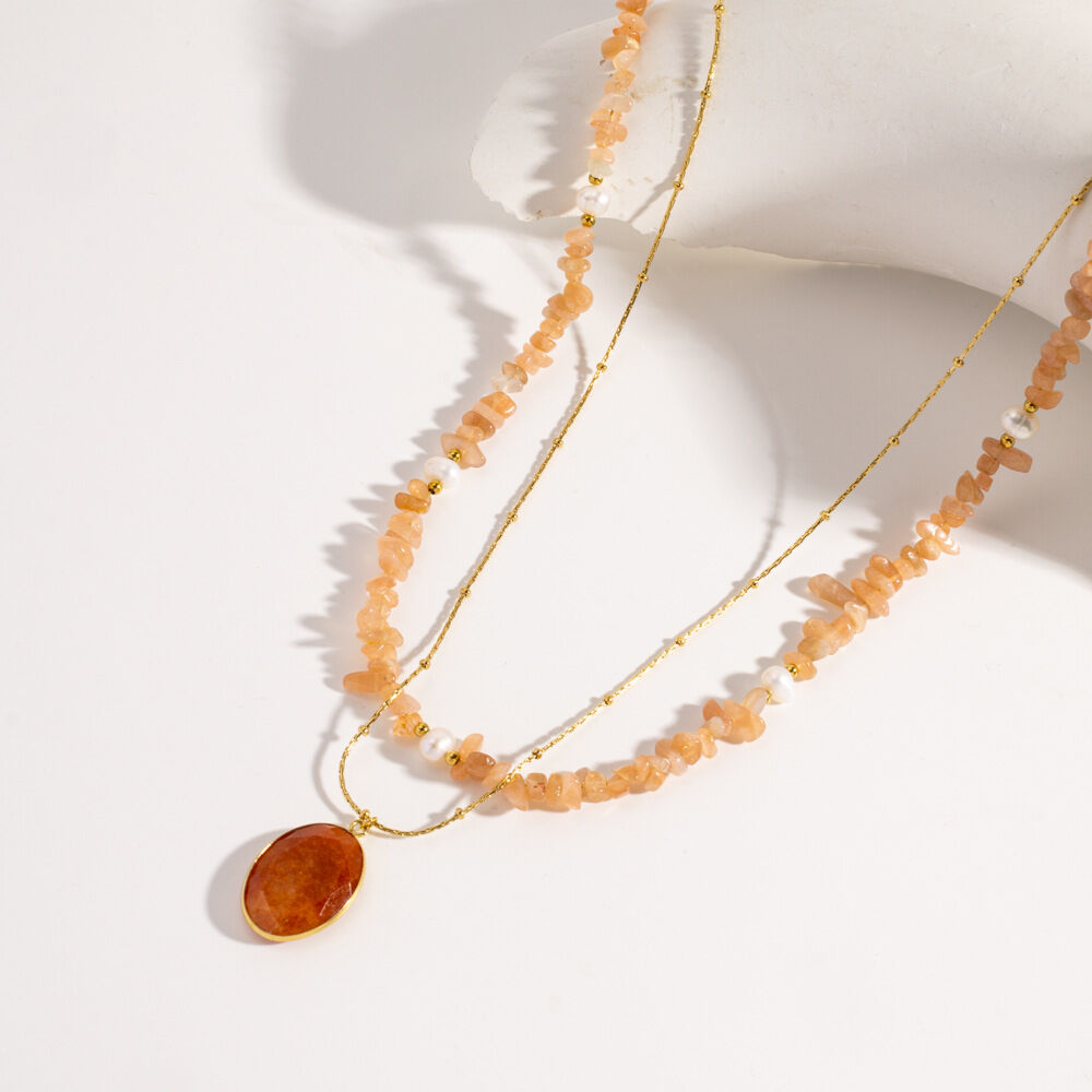 1 pezzo elegante collana di perline da donna con pietre naturali dalla forma irregolare a goccia 2