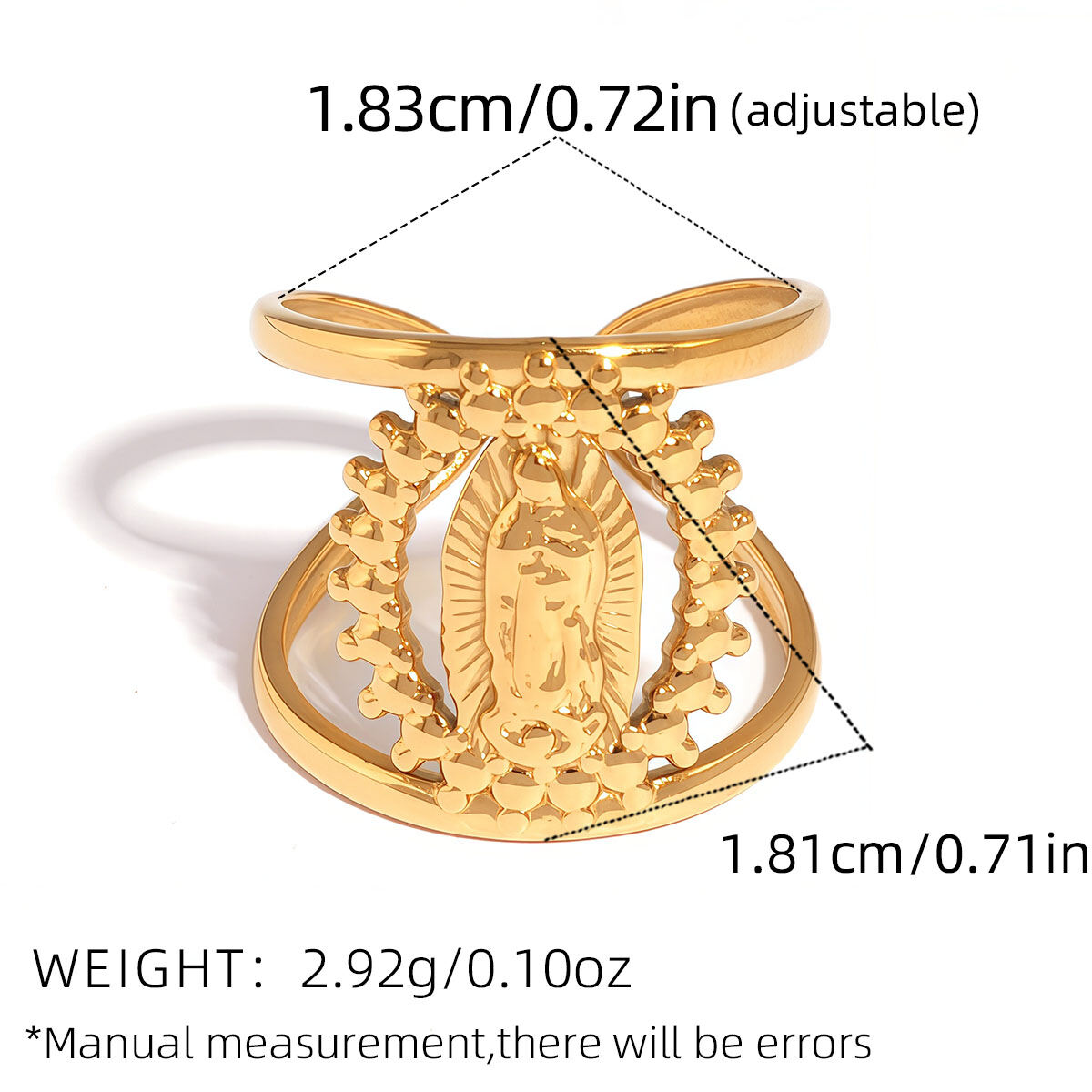 1 Piece Retro Irregular Shape Stainless Steel Waterproof  Gold Color Women's Statement Rings h5 Picture2