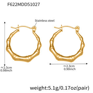 1 Pair Daily Patchwork Stainless Steel Waterproof Gold Color Women's Hoop Earrings h5 Picture2