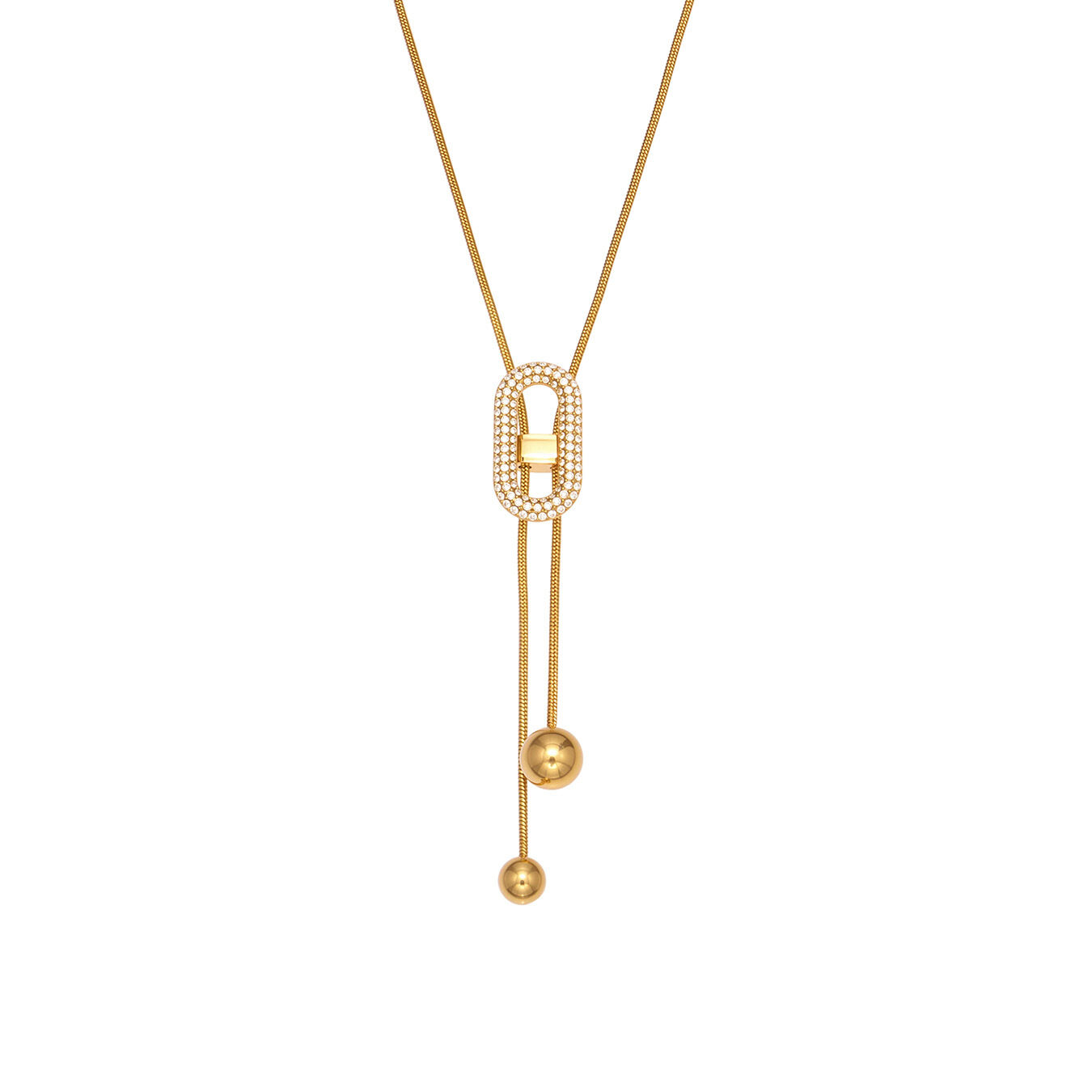 1 Piece Luxurious Adjustable Chain Stainless Steel Waterproof Gold Color Zircon Women's Pendant Necklaces h5 