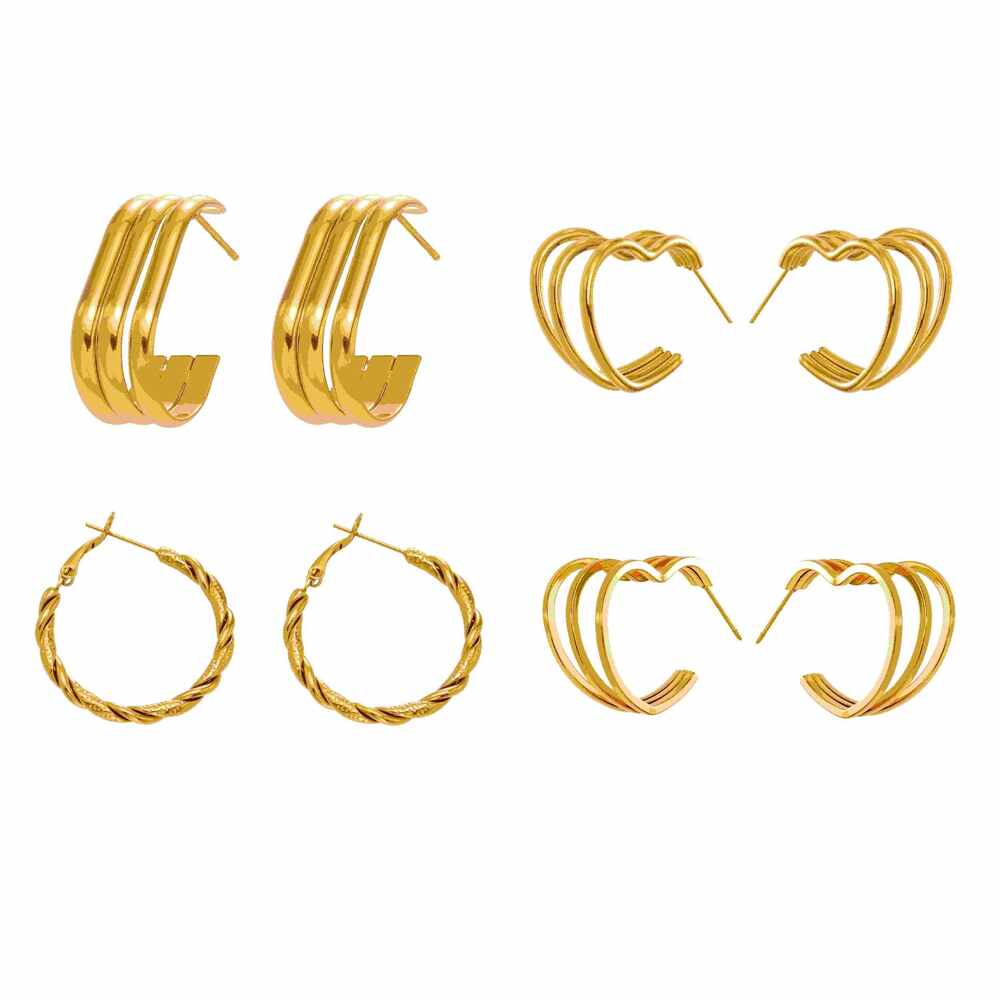 1 Pair Classic Heart Shape Stainless Steel Waterproof Gold Color Women's Hoop Earrings h5Picture6