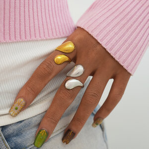 1 Piece Simple Irregular Shape Lines Stainless Steel Waterproof Gold Color Women's Statement Rings h5 Picture5