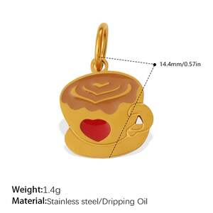 1 Piece Cute Drinks Stainless Steel Waterproof Gold Color DIY Pendant h5