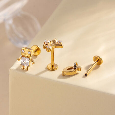 1 Stück designbare Schmetterlings-Ohrringe aus Titanlegierung in Goldfarbe mit Zirkonia für Damen. 2