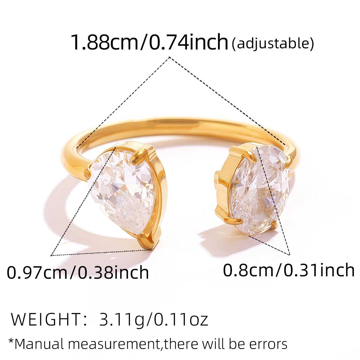 1 Piece Luxury Water Drop Stainless Steel Waterproof Gold Color Women's Statement Rings h5 Picture2