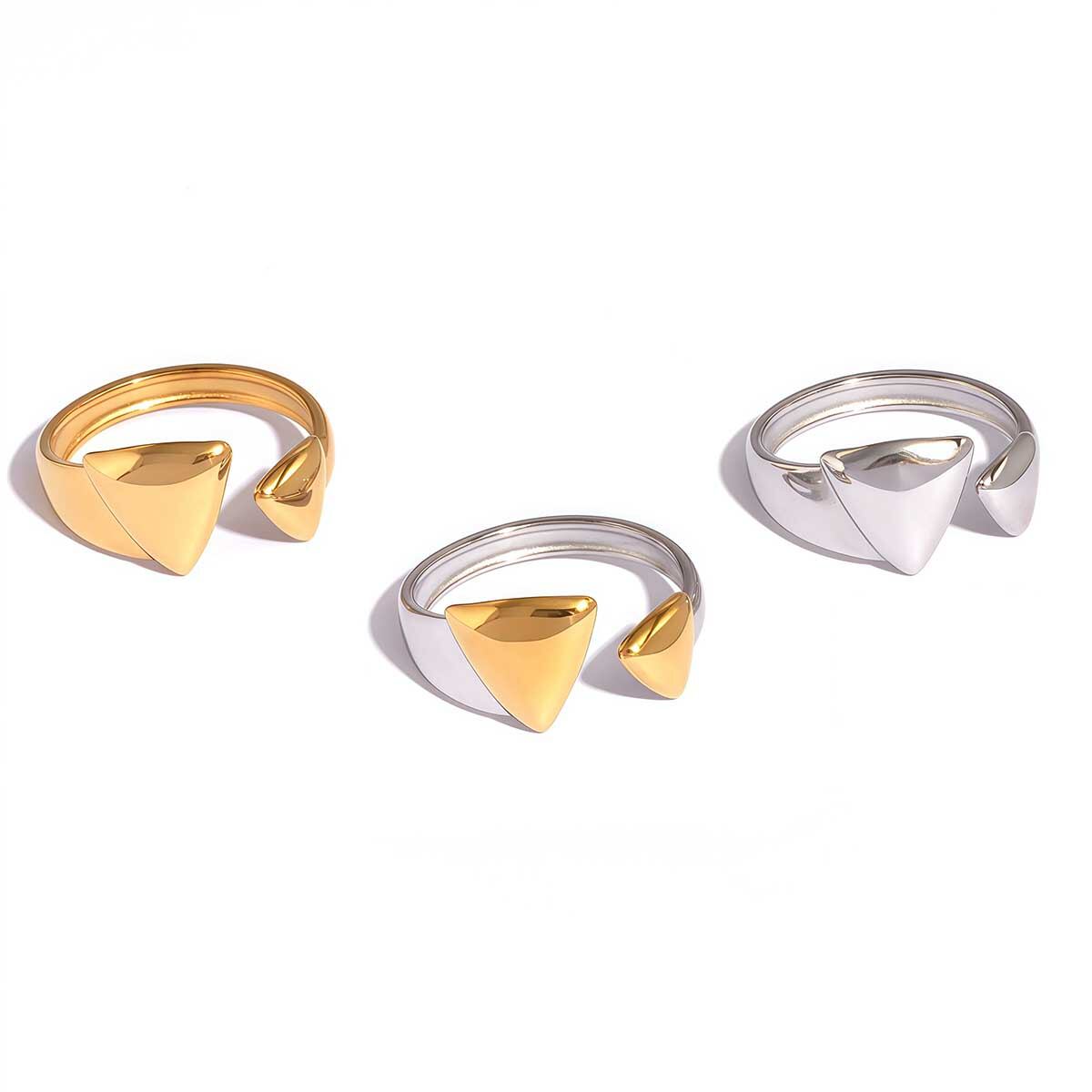 1 Piece  Simple Irregular Shape Stainless Steel Waterproof   Gold Color Women's Statement Rings h5 Picture5