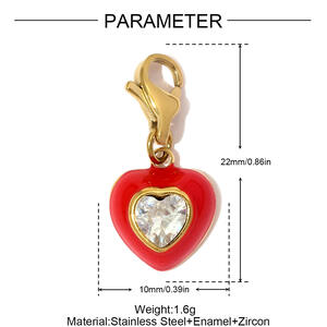 Romantic DIY Heart Crown Titanium Steel Lobster Clip Gold Color Women's Pendants h5 Picture2