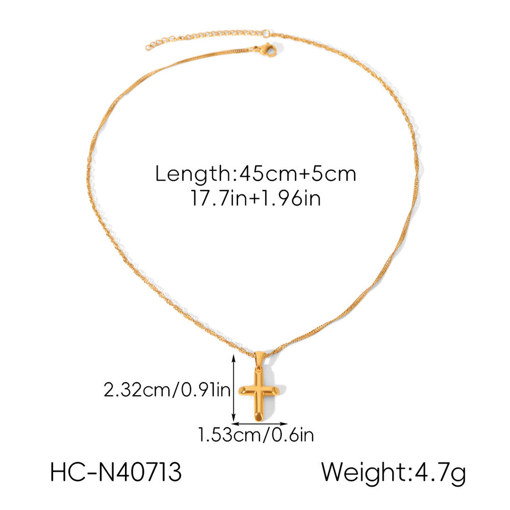 Collier pendentif croix quotidienne en acier inoxydable étanche couleur or (1 pièce) h5Image2
