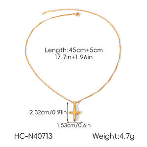 Collier pendentif croix quotidienne en acier inoxydable étanche couleur or (1 pièce) h5 Image2