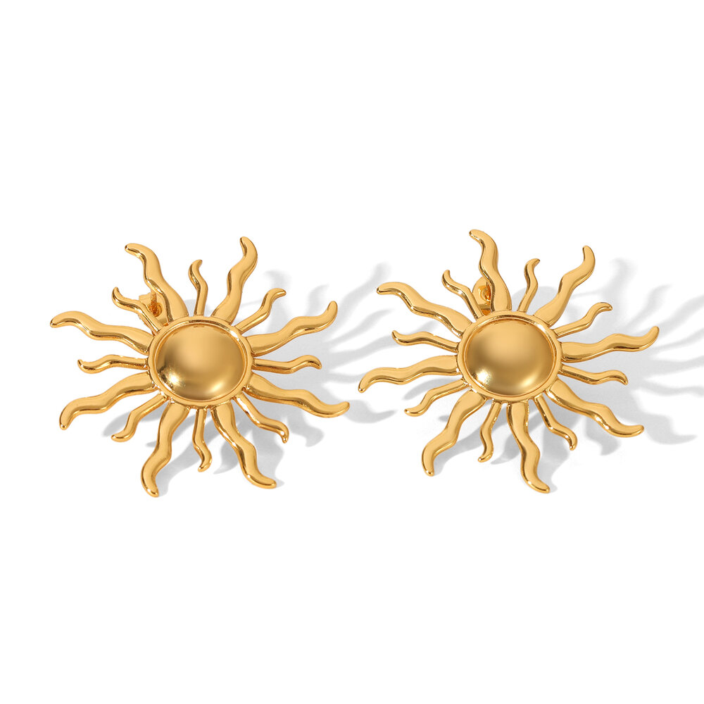 Sun Stainless Steel Waterproof Gold Color Pendant Necklace Set