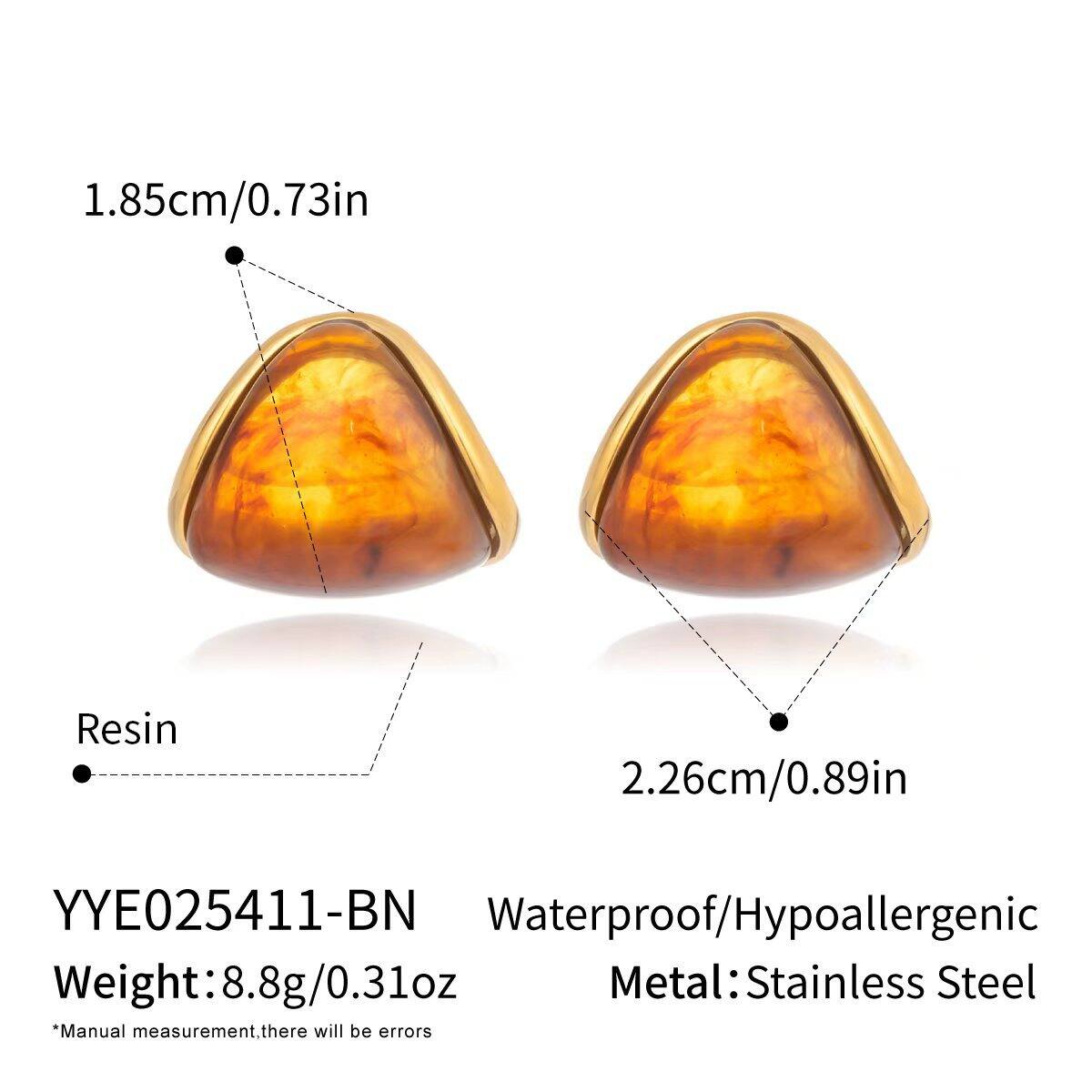 1 Pair Elegant Gradient Color Resin Stud Earrings 
