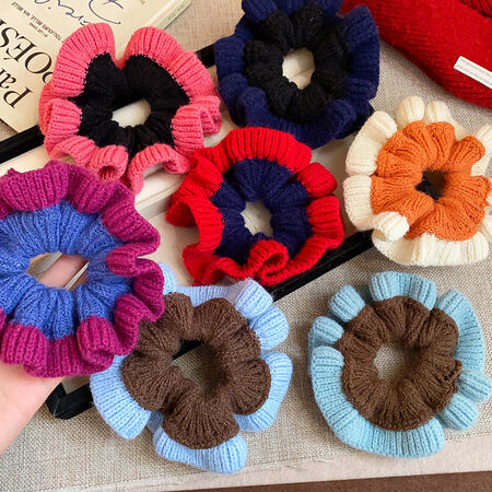 1 Piece Mixed Color Flower Shape Scrunchies
