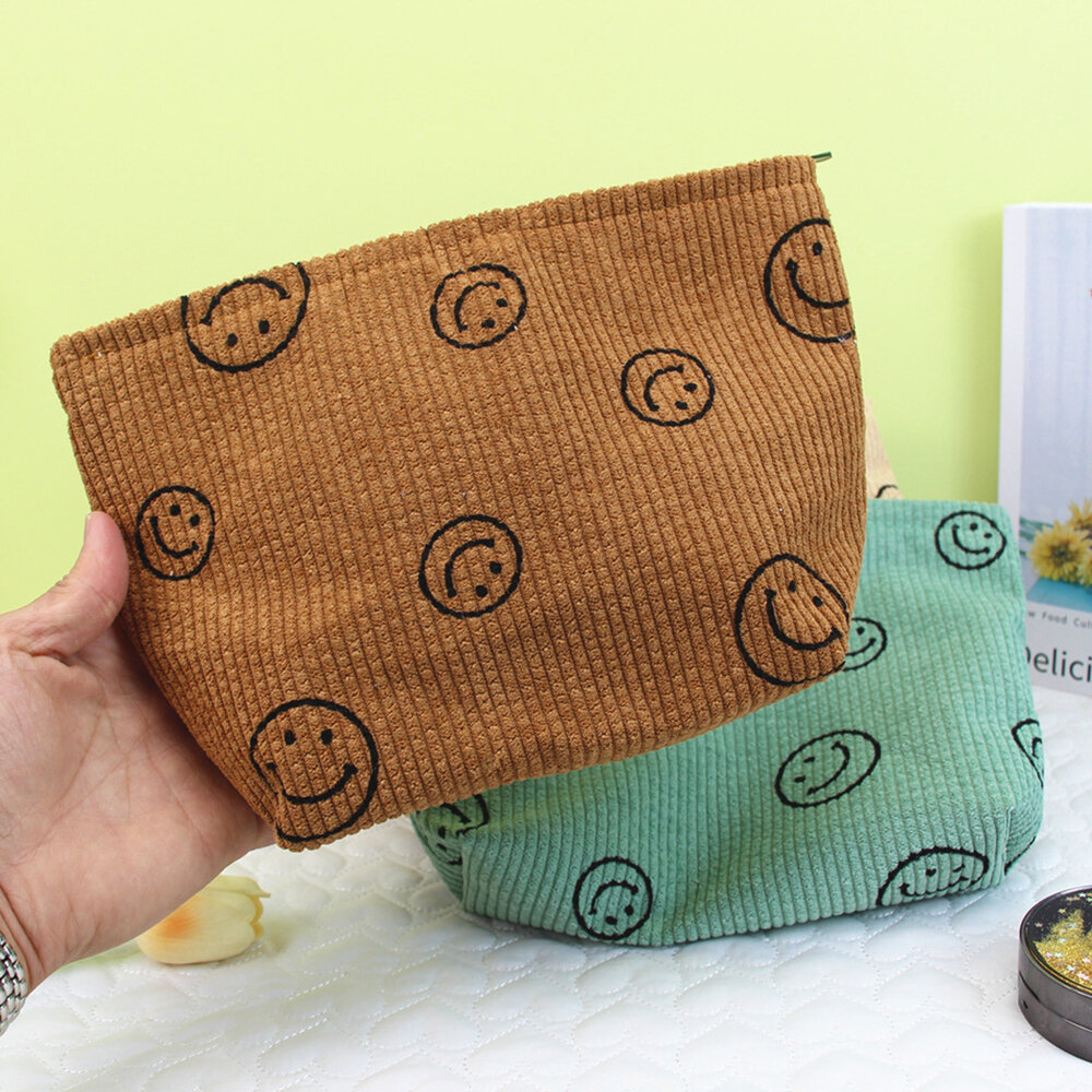 1 Piece Smiling Face Corduroy Makeup Bag Picture4