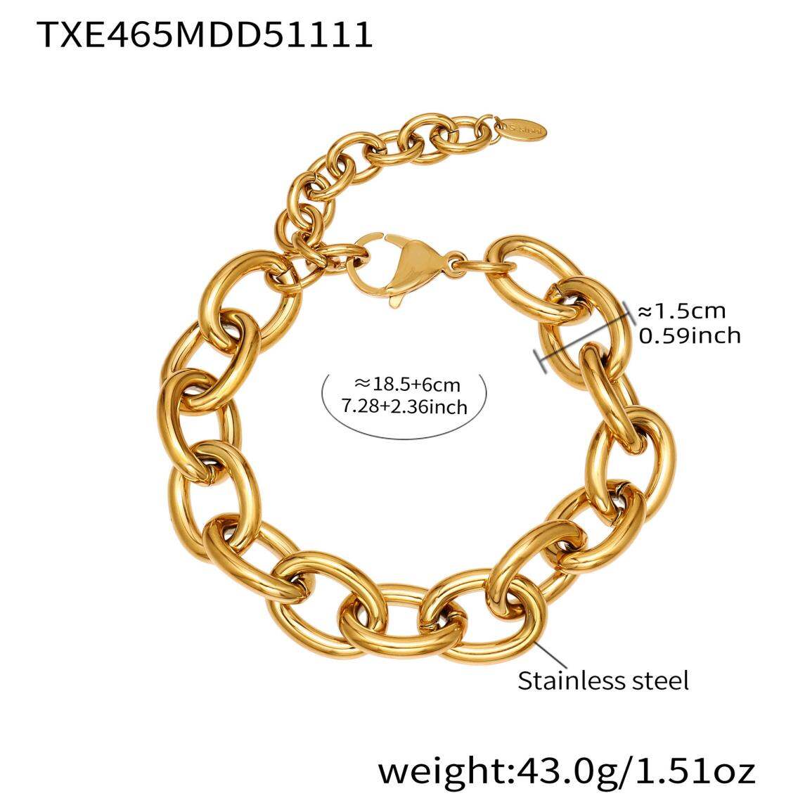 TXE465 - Gouden armband 18,5 + 6 cm Afbeelding4