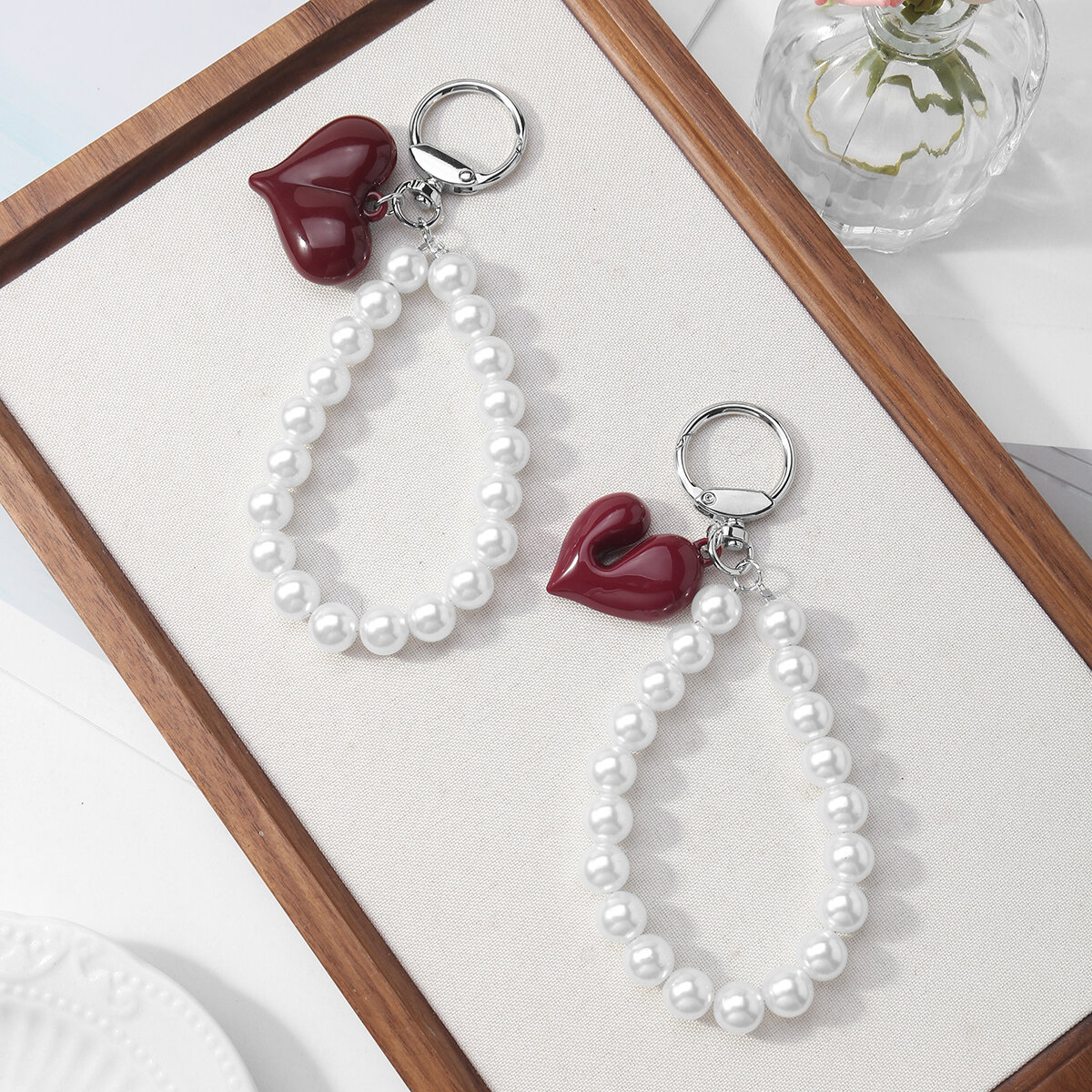 1 Piece Resin Heart Beads Bag Charm 2