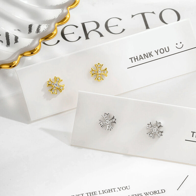 1 Piece Simple Cross Copper Zircon Women's Piercing Earrings h5Picture5