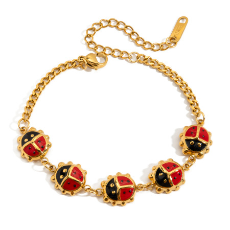 1 Stück Armband mit Käfermotiv, Edelstahl, wasserdicht, goldfarben, für Damen
