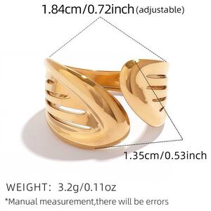 1 Stück Simple Series Unregelmäßig geformter Edelstahl Wasserdichter Goldfarbener Statement-Ring für Damen h5 Bild2