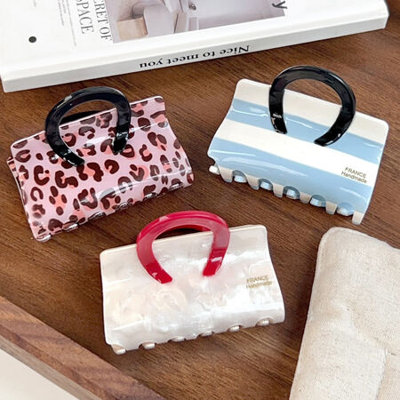 1 Piece Mini Handbag Leopard Print Lines Women's Hair Claws
