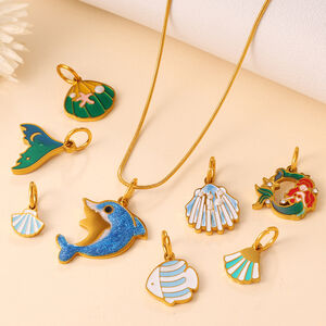 1 Piece Cute Oceanic Animal Stainless Steel Waterproof Gold Color DIY Pendant h5 Picture3