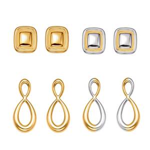 1 Paar schlichte Infinity-Ohrstecker aus wasserfestem Edelstahl in Goldfarbe für Damen h5 Bild5