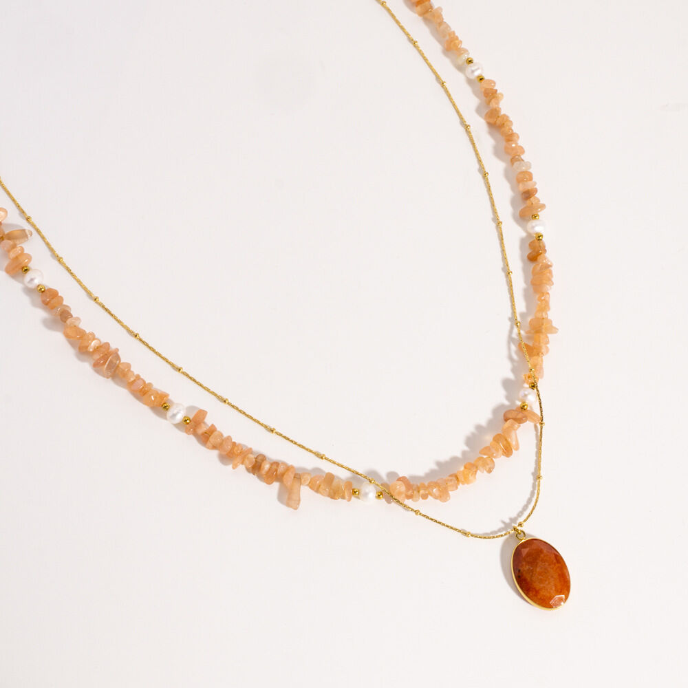 1 pezzo elegante collana di perline da donna con pietre naturali dalla forma irregolare a goccia