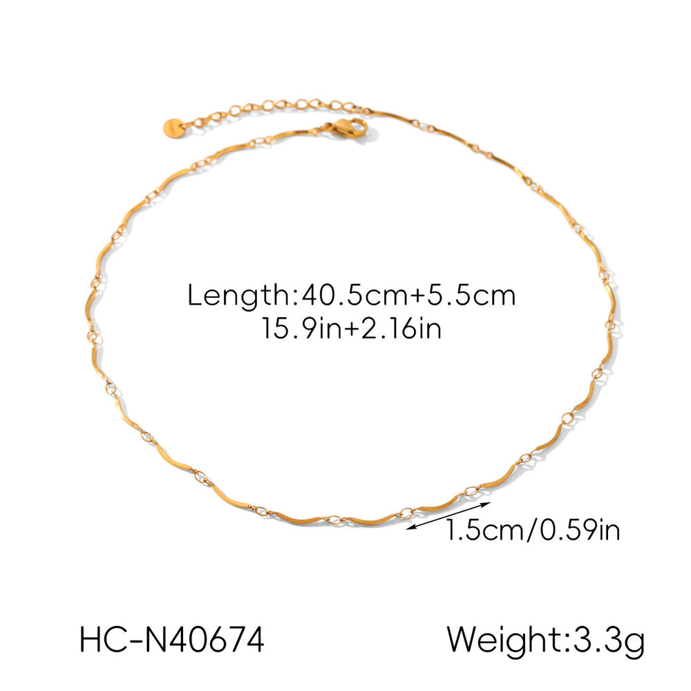 1 Piece Simple Chain Stainless Steel Waterproof Gold Color Chain Necklace h5Picture2