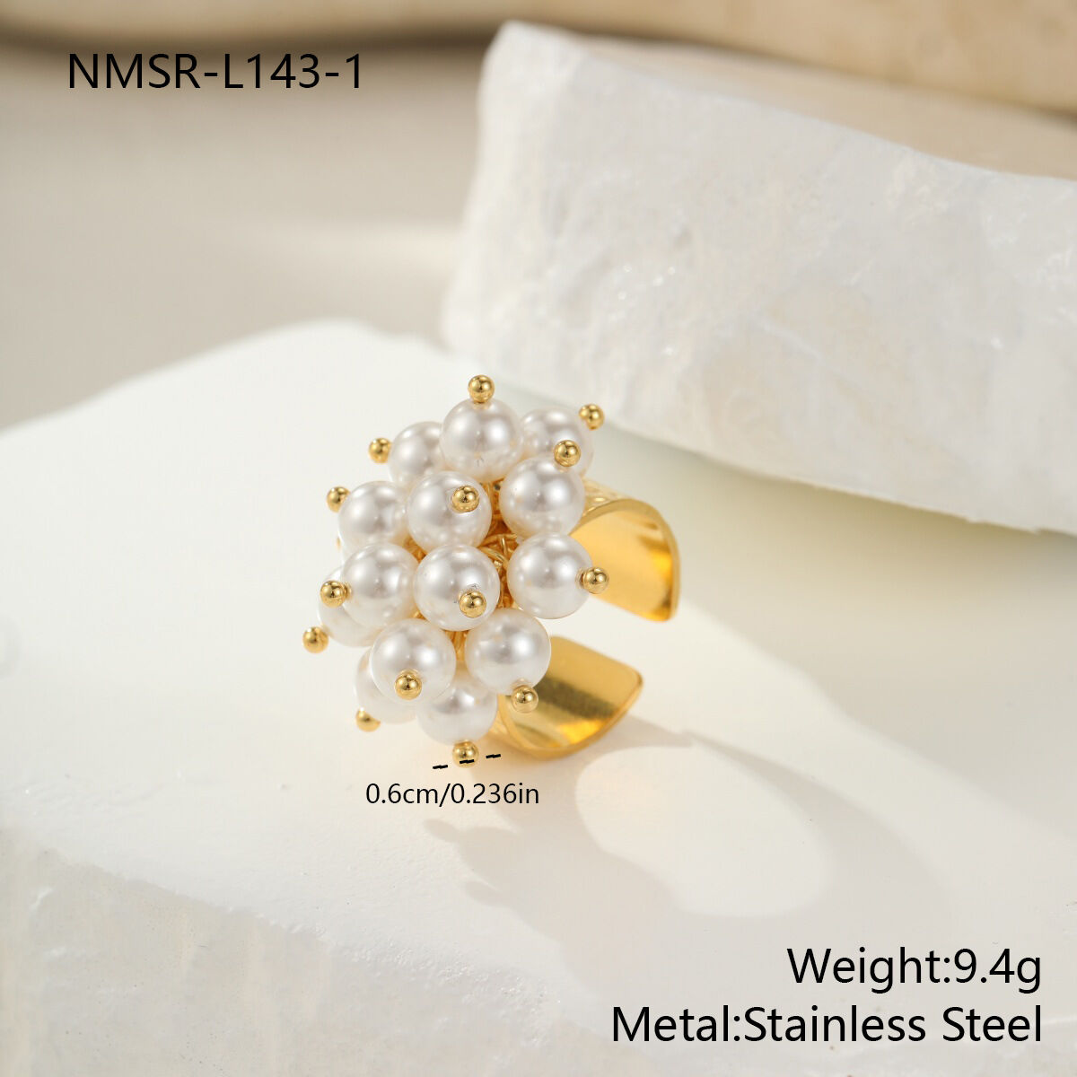 1 Piece Luxurious  Sweet Flower Circle Stainless Steel Waterproof Women's Beaded Rings h5 