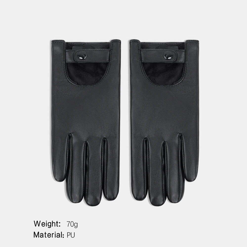 1 Pair Solid Color Hollowed-out PU Women's Gloves