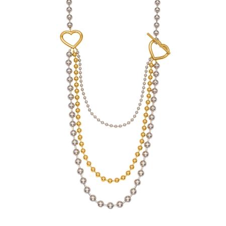 1 Piece Classic Layered Gold Color And Silver Colors Stainless Steel Waterproof Women's Long Necklaces