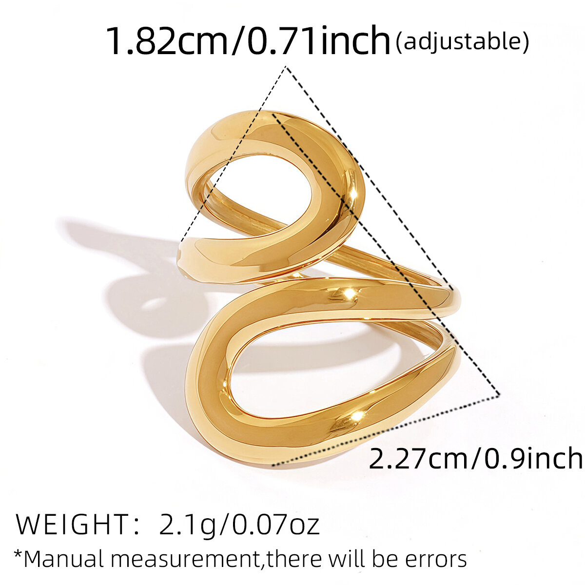 1 Piece Fashion Minimalist Geometric Stainless Steel Waterproof   Gold Color Women's  Statement Rings Picture2