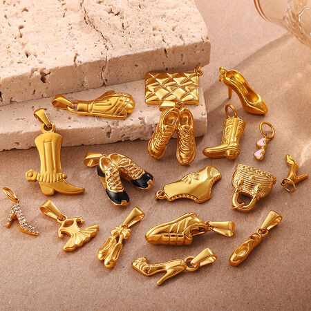 1 Piece Boots Shape Stainless Steel Waterproof Gold Color DIY Pendant